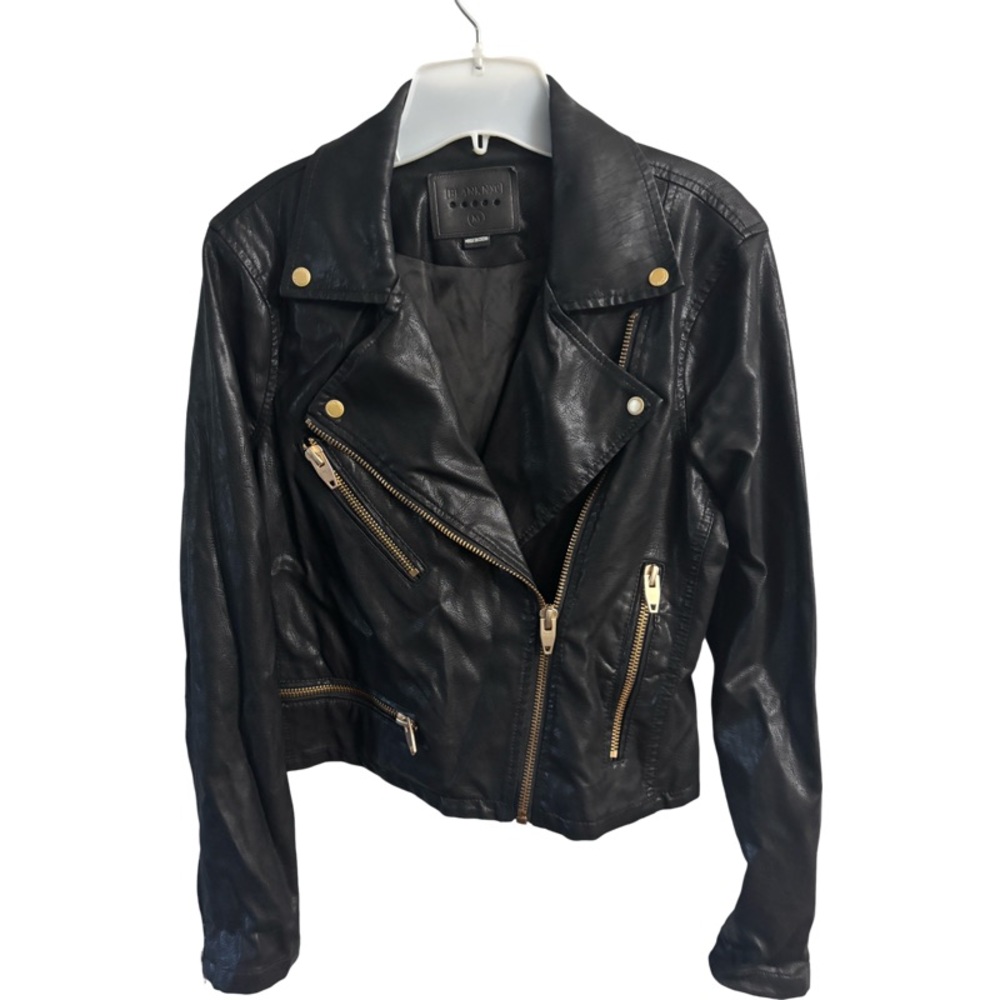 Blank NYC Women's Faux Leather Moto Jacket in Blackened Rose Sz M